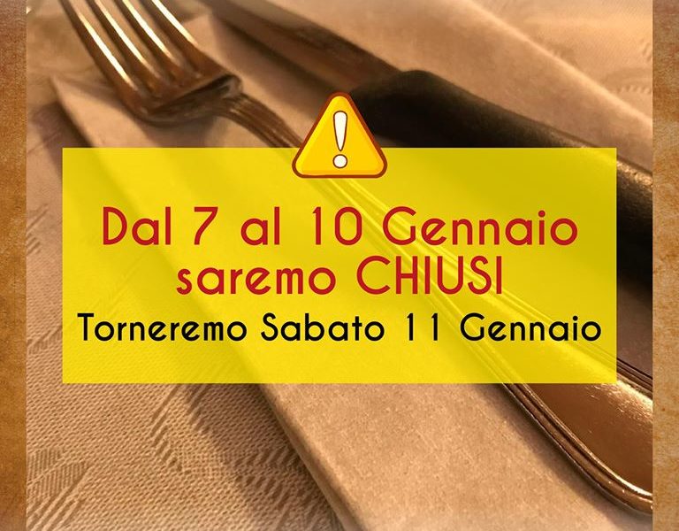 Chiusura Post-Festività dal 7 al 10 Gennaio